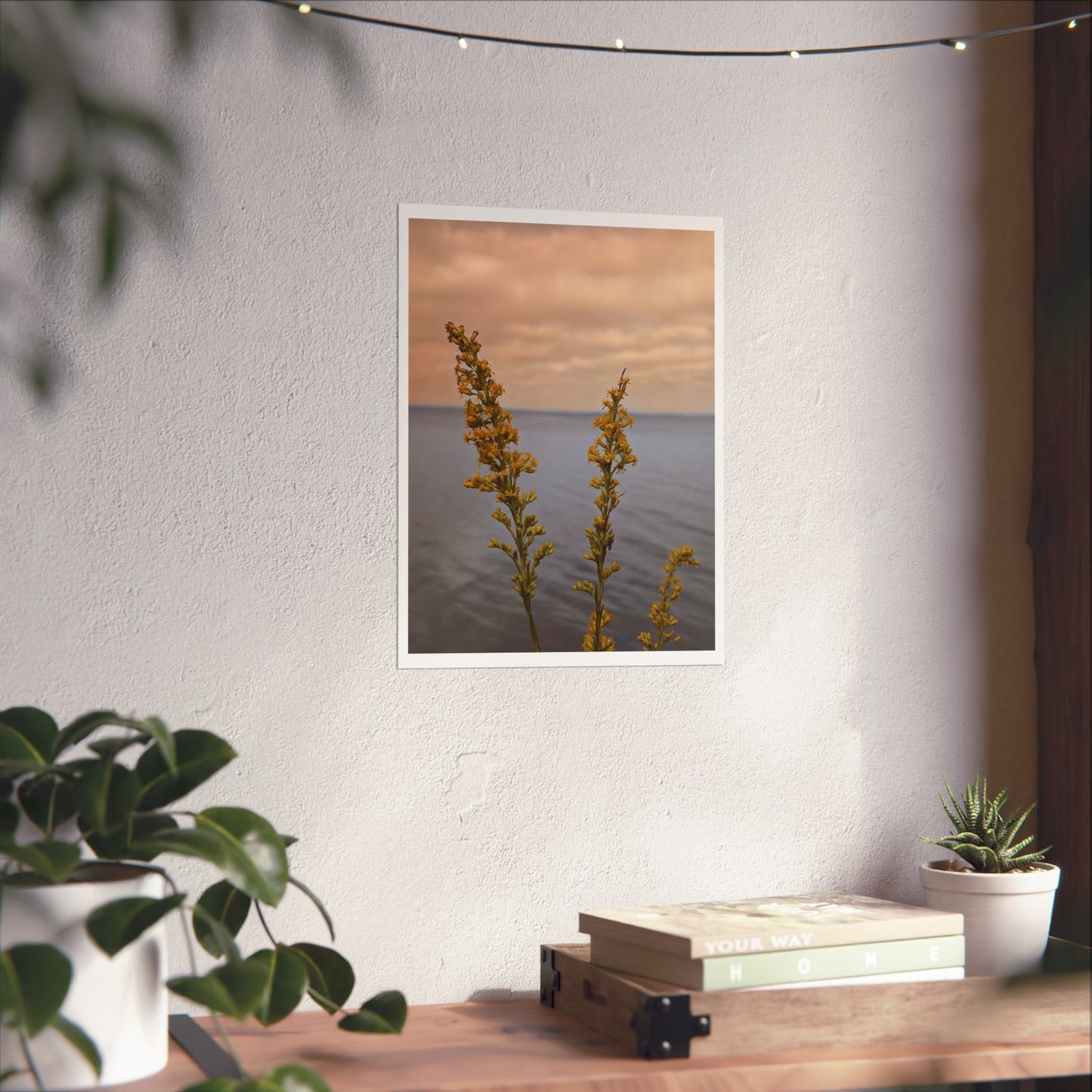 Flowers over the sea print matte finish