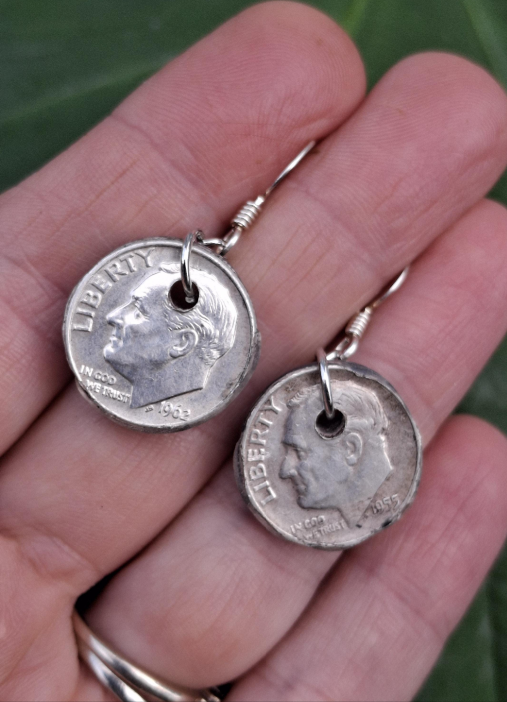 Graffiti style Earrings handmade with Sterling Silver ear hooks. multi color earrings, dangle earrings. Silver dimes. Gift ideas #10