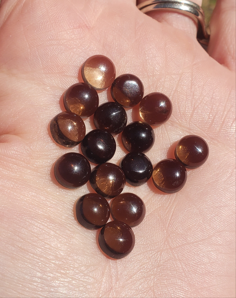 Smokey Quartz 8mm rounds. 1 piece Brown accents. Small Metaphysical. Jewlery making supplies. Gift ideas. random grab.