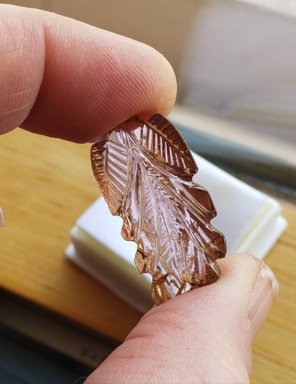 Beautiful Carved Tourmaline crystal. Pink and peachy pastel colors. 22.3 cts. 28mm x 14mm. Tourmaline specimen. Jewelry making, collectable.