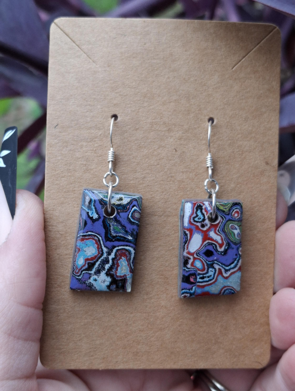 Graffiti style Earrings handmade with Sterling Silver ear hooks. multi color earrings, dangle earrings. unique one of a kind gift.