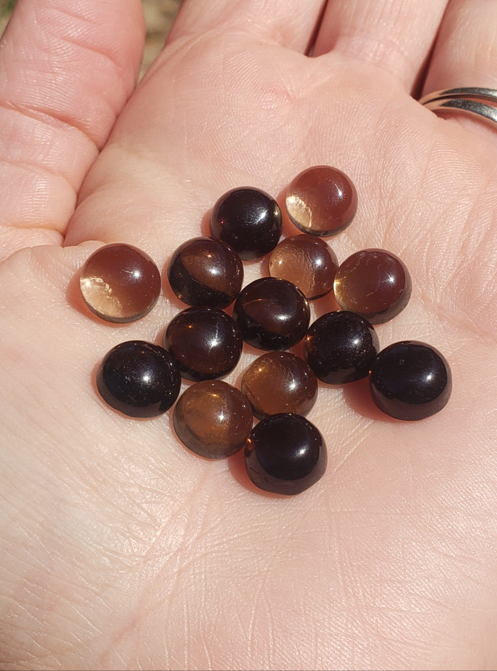 Smokey Quartz 9mm rounds. 1 piece Brown accents. Small Metaphysical. Jewlery making supplies. Gift ideas. random grab.