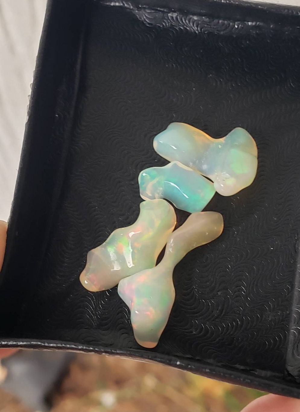 Lot of freeform Ethiopian Welo Opals. Tumbled chunks. 8 -16mm. 10 carats. Accents. Jewelry making supplies. Random grab lots.