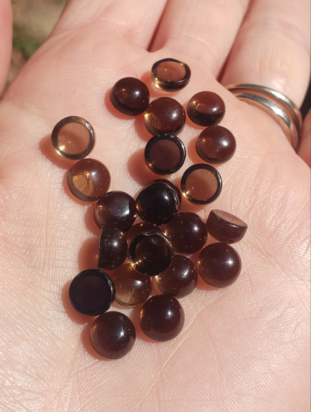 Smokey Quartz 7mm rounds. 1 piece Brown accents. Small Metaphysical. Jewlery making supplies. Gift ideas. random grab.