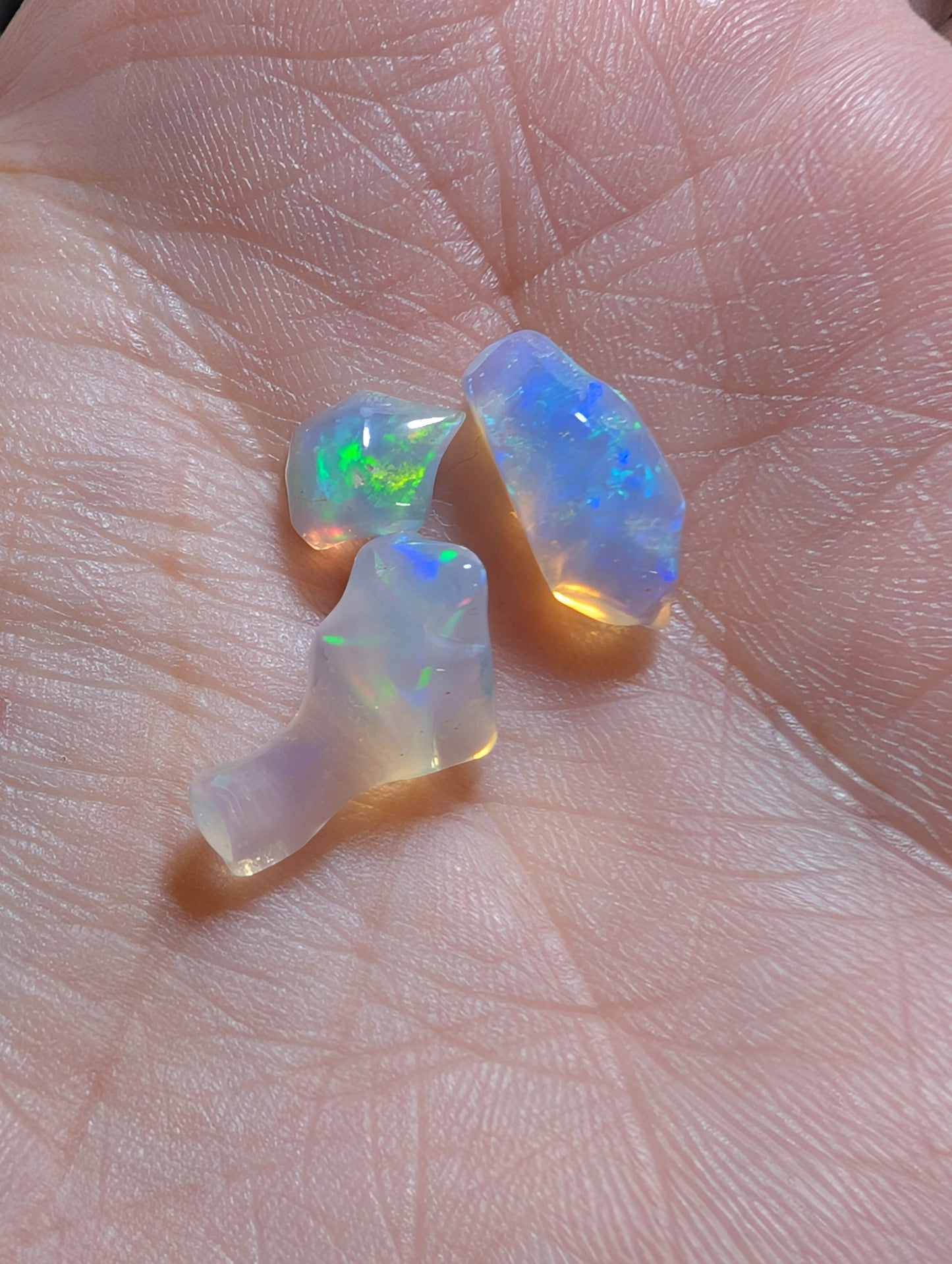 Lot of freeform Ethiopian Welo Opals. Tumbled chunks. 8 -16mm. 4 carats. Accents. Jewelry making supplies. Random grab lots.