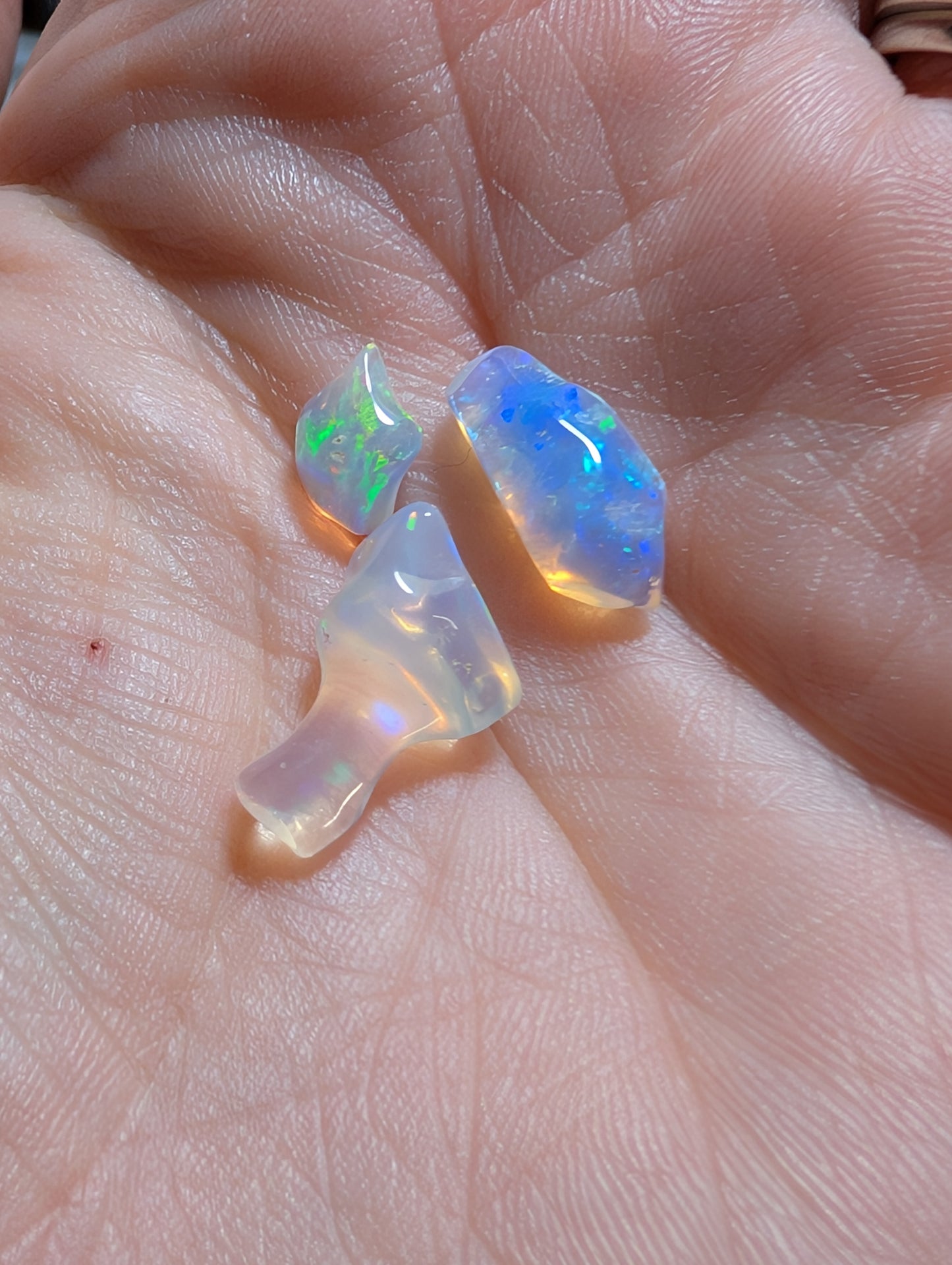 Lot of freeform Ethiopian Welo Opals. Tumbled chunks. 8 -16mm. 4 carats. Accents. Jewelry making supplies. Random grab lots.