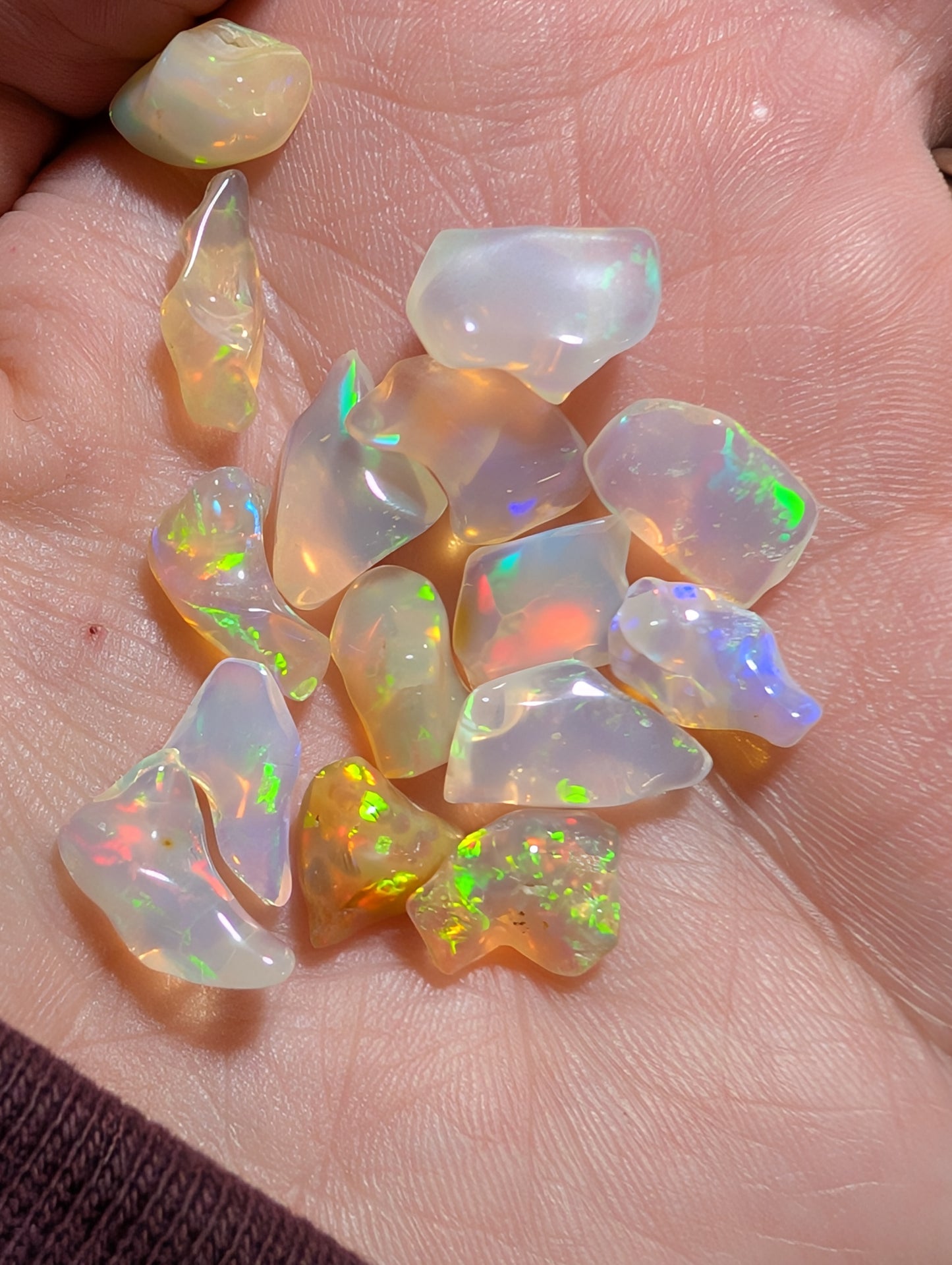 Lot of freeform Ethiopian Welo Opals. Tumbled chunks. 8 -16mm. 20 carats. Accents. Jewelry making supplies. Random grab lots.