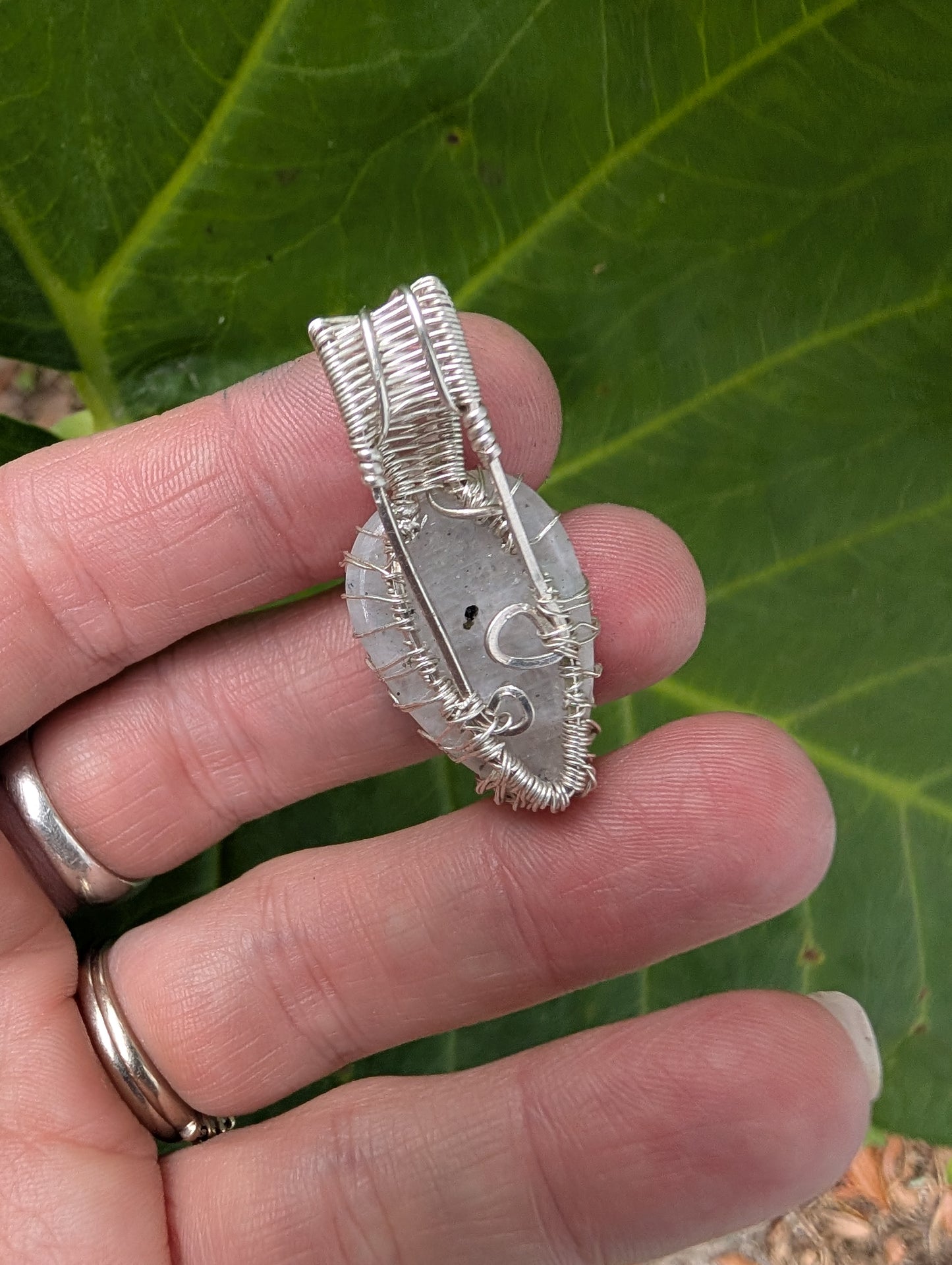 Handcrafted Sterling silver wire wrapped Tree pendant. Moonstone.