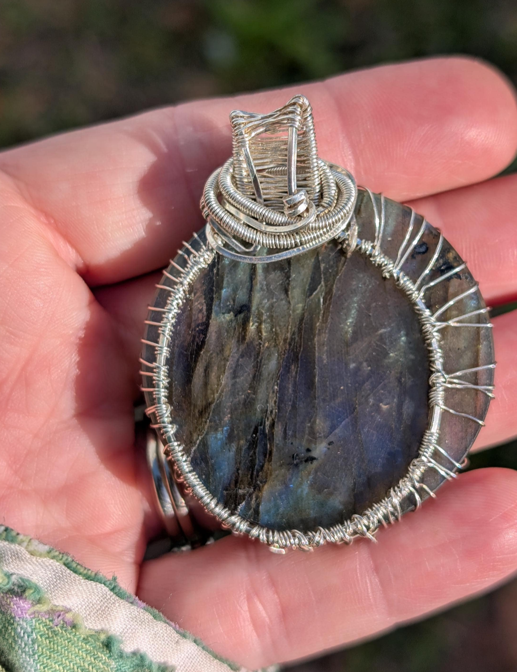 Sterling Silver wire wrapped Tree of life on a magical Labradorite Handmade. Wire wraps. Pendants.