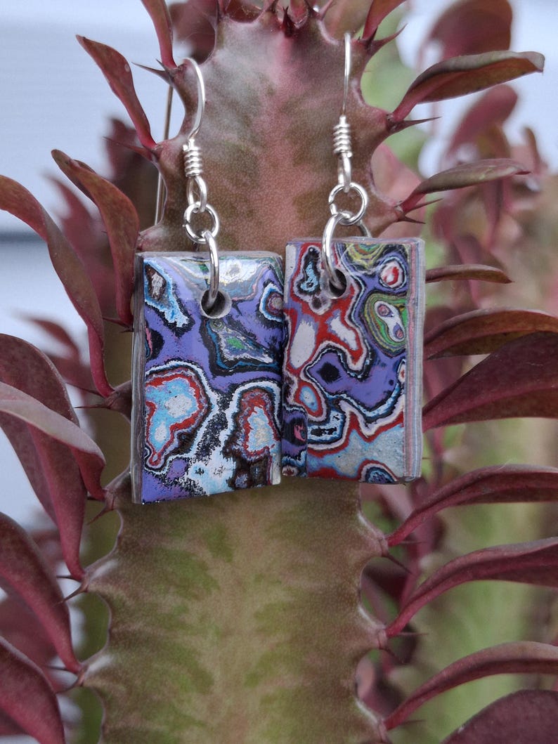 Graffiti style Earrings handmade with Sterling Silver ear hooks. multi color earrings, dangle earrings. unique one of a kind gift.
