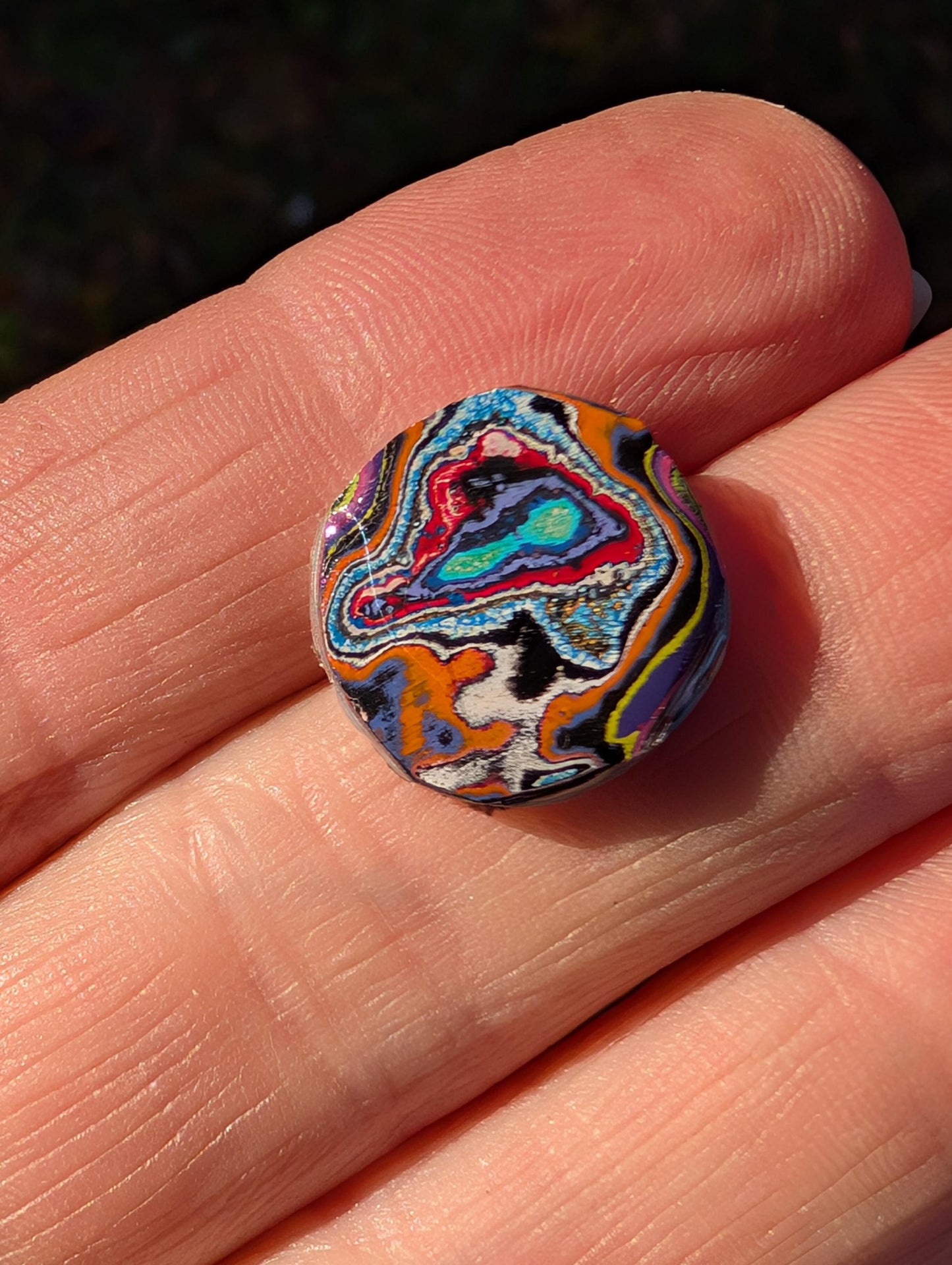 Graffiti Cabochon. multi color. Small. 1gram silver. .99 recycled . wearable art jewelry making #9