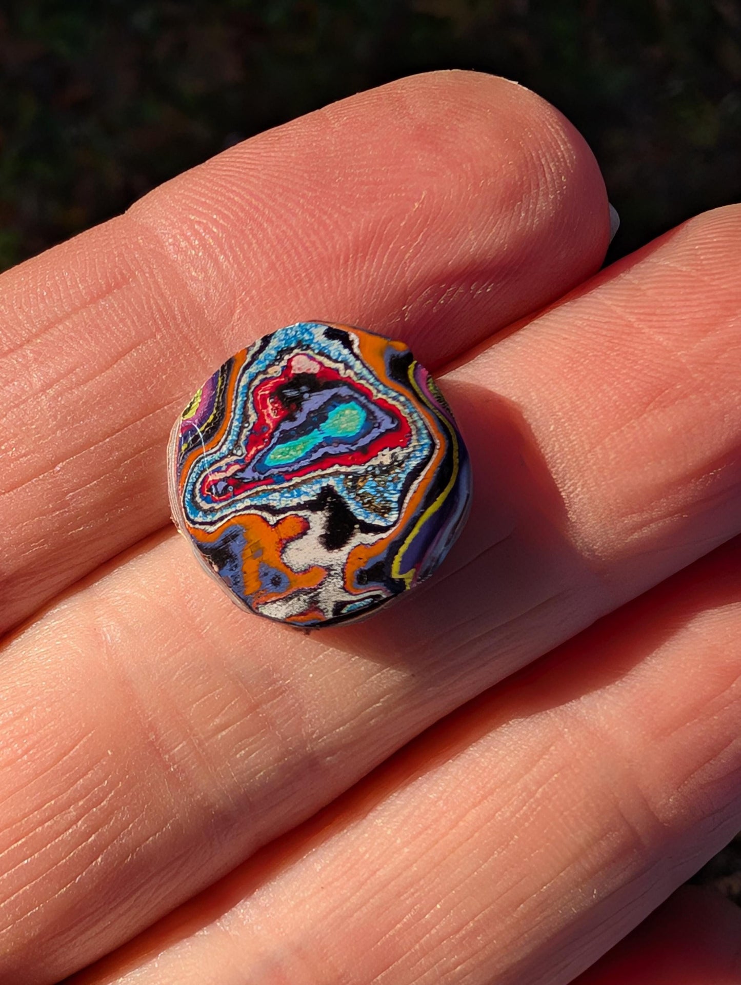 Graffiti Cabochon. multi color. Small. 1gram silver. .99 recycled . wearable art jewelry making #9