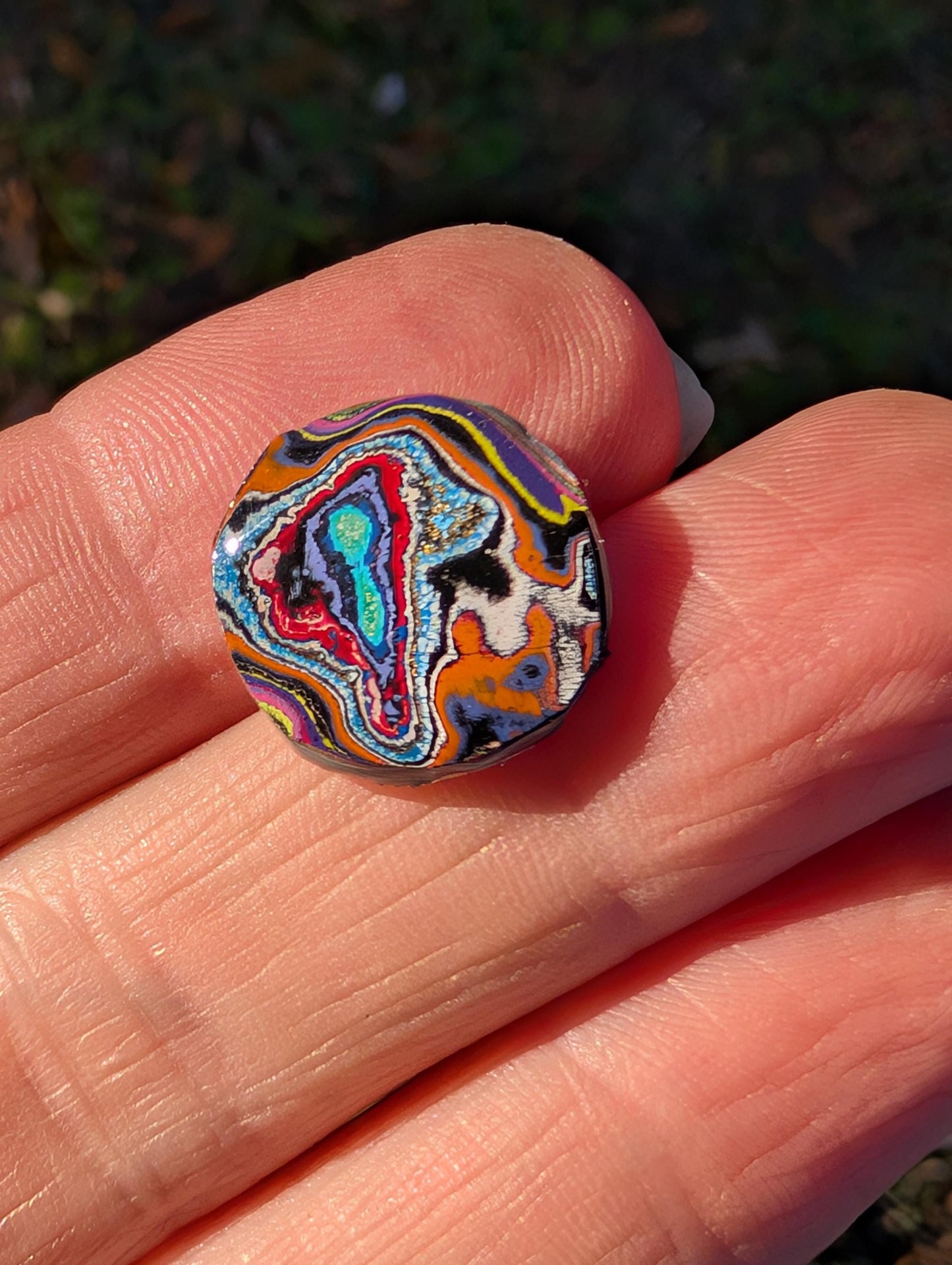 Graffiti Cabochon. multi color. Small. 1gram silver. .99 recycled . wearable art jewelry making #9