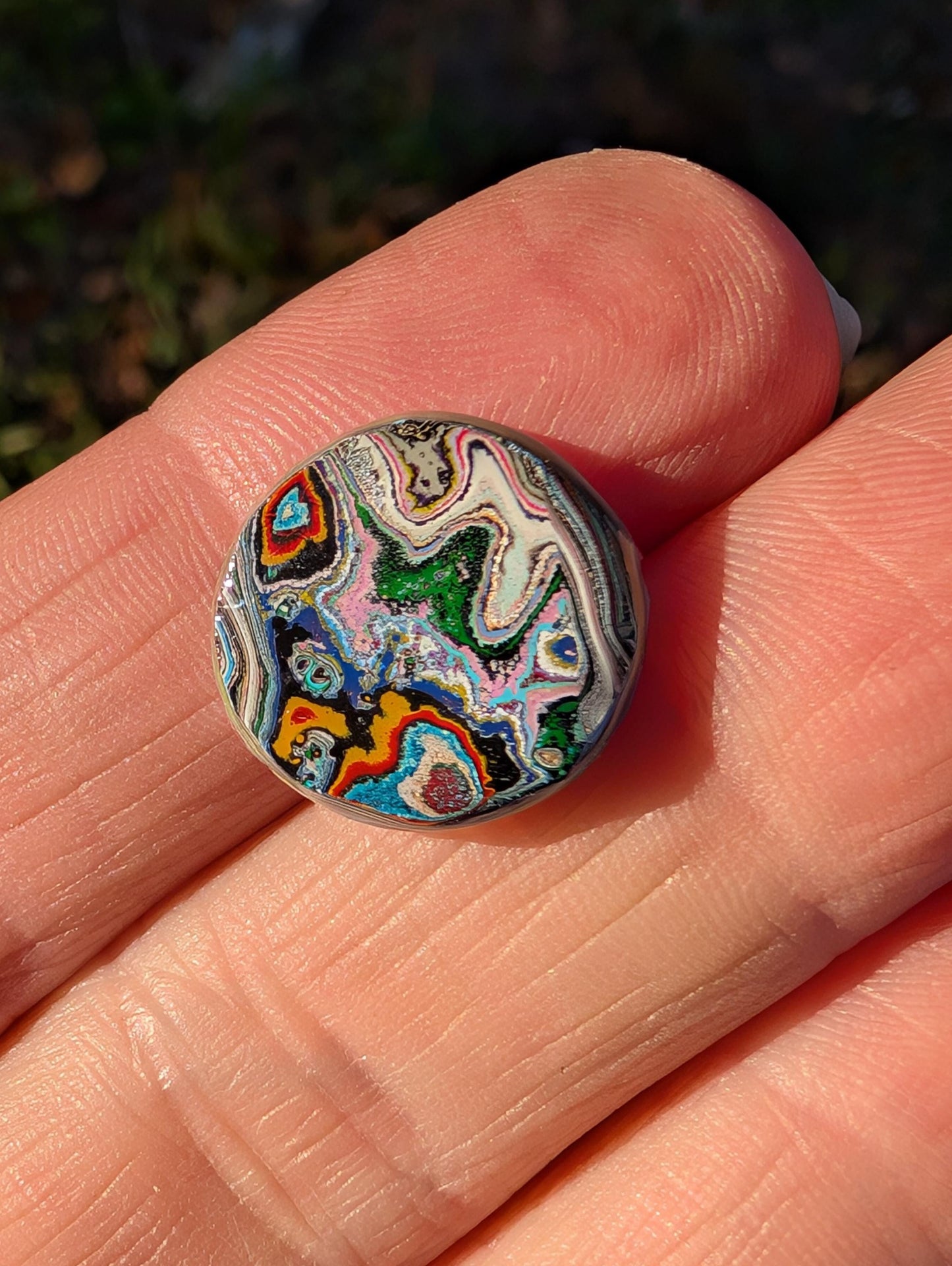 Graffiti Cabochon. multi color. Small. 1gram silver. .99 recycled . wearable art jewelry making #10