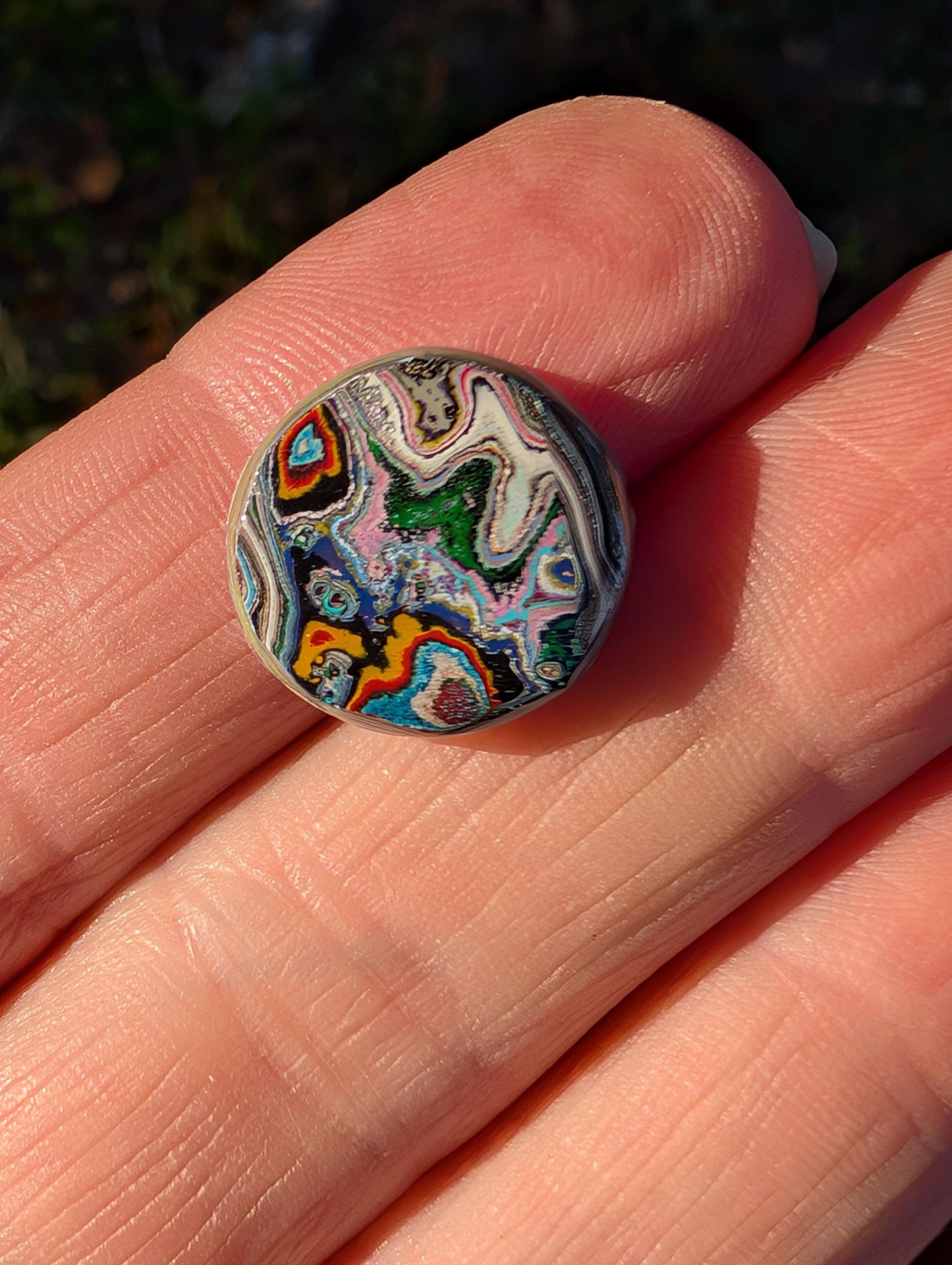 Graffiti Cabochon. multi color. Small. 1gram silver. .99 recycled . wearable art jewelry making #10