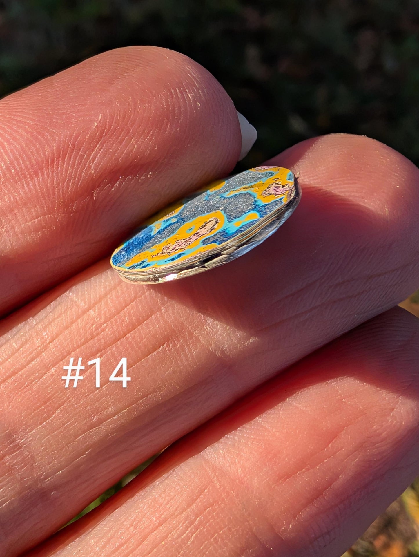 Graffiti Cabochon. multi color. Small. 1gram silver. .99 recycled .blue yellow wearable art jewelry making ##14