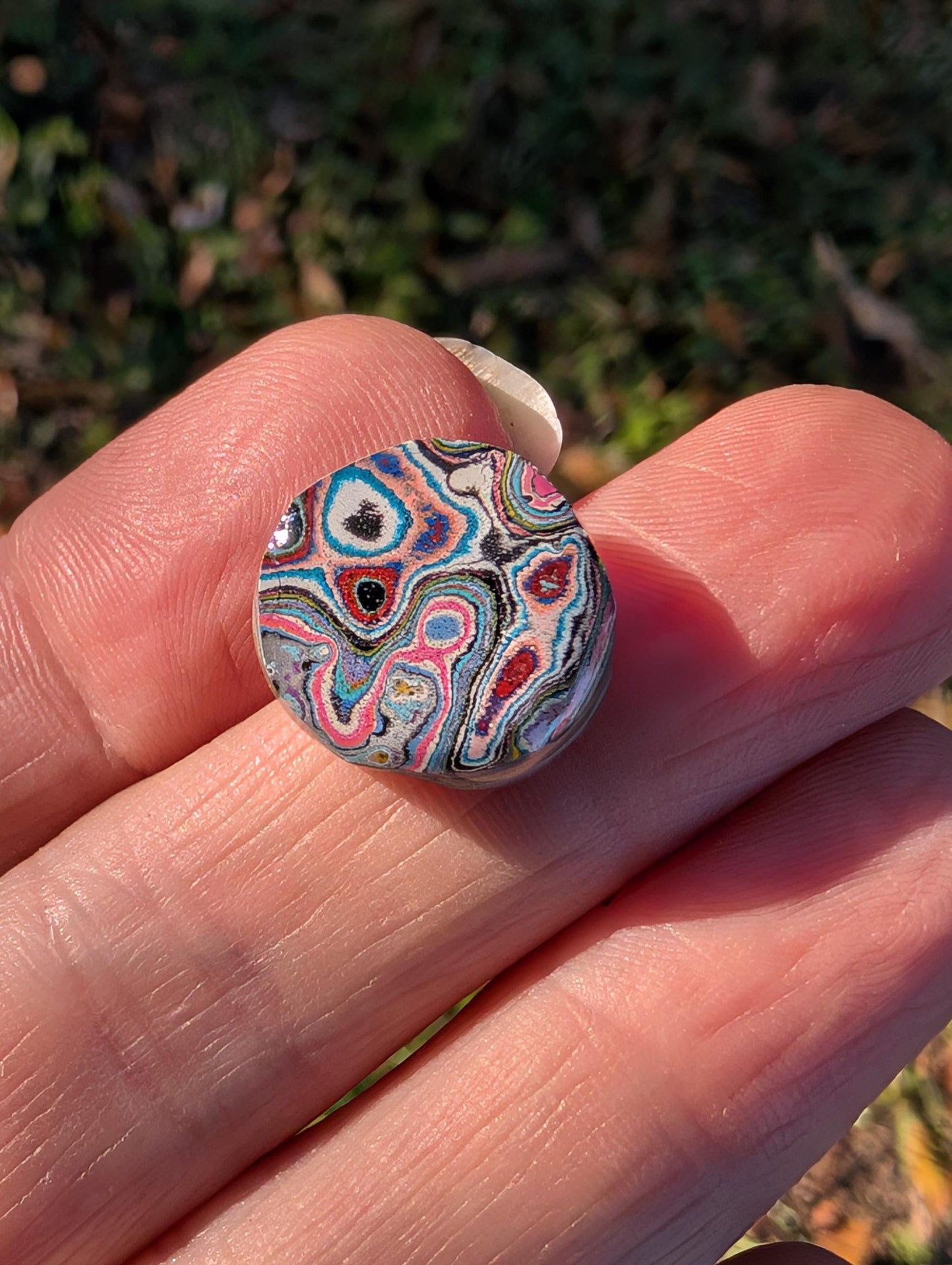 Graffiti Cabochon. multi color. Small. 1gram silver. .99 recycled . wearable art jewelry making #15