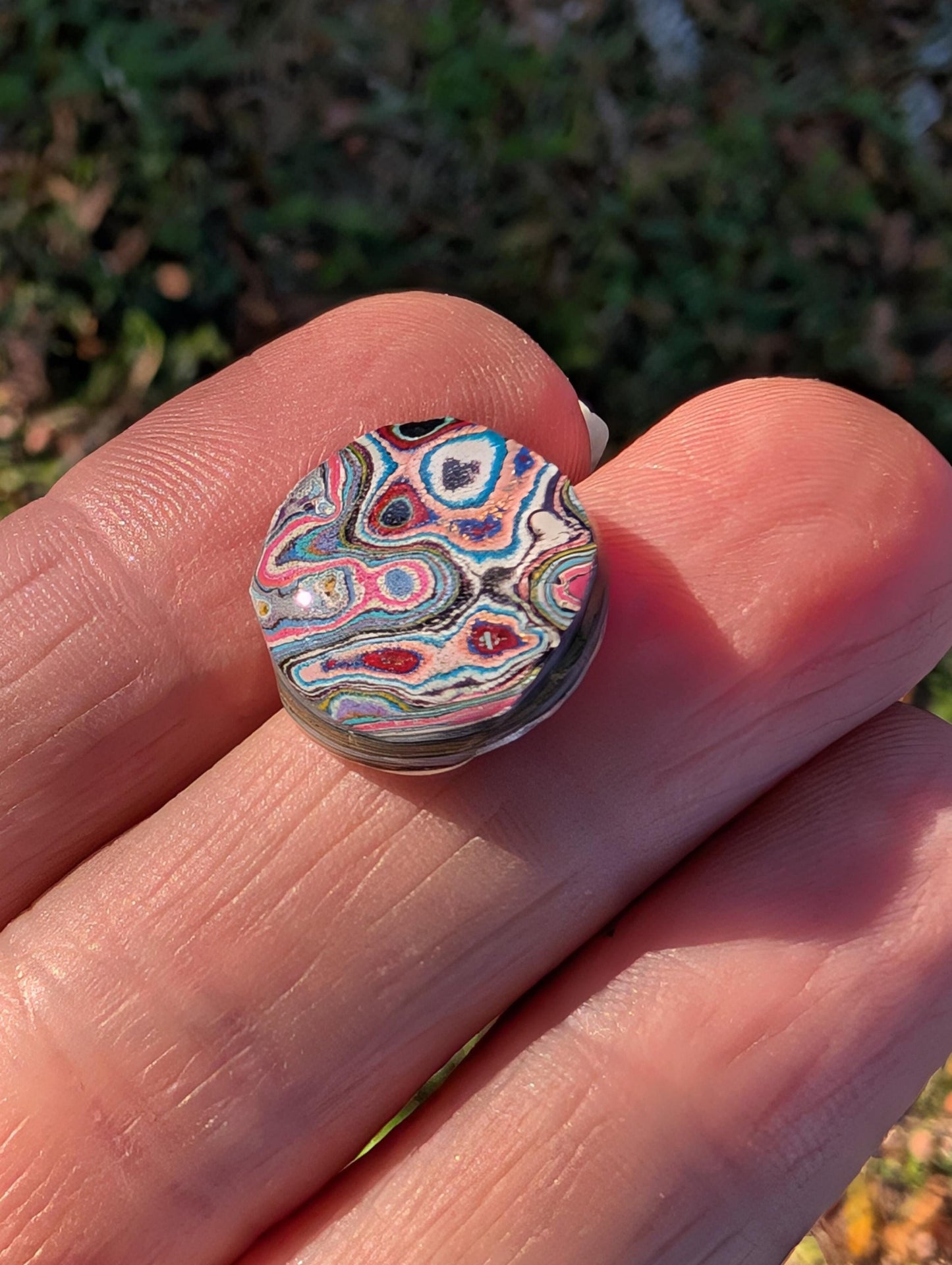 Graffiti Cabochon. multi color. Small. 1gram silver. .99 recycled . wearable art jewelry making #15