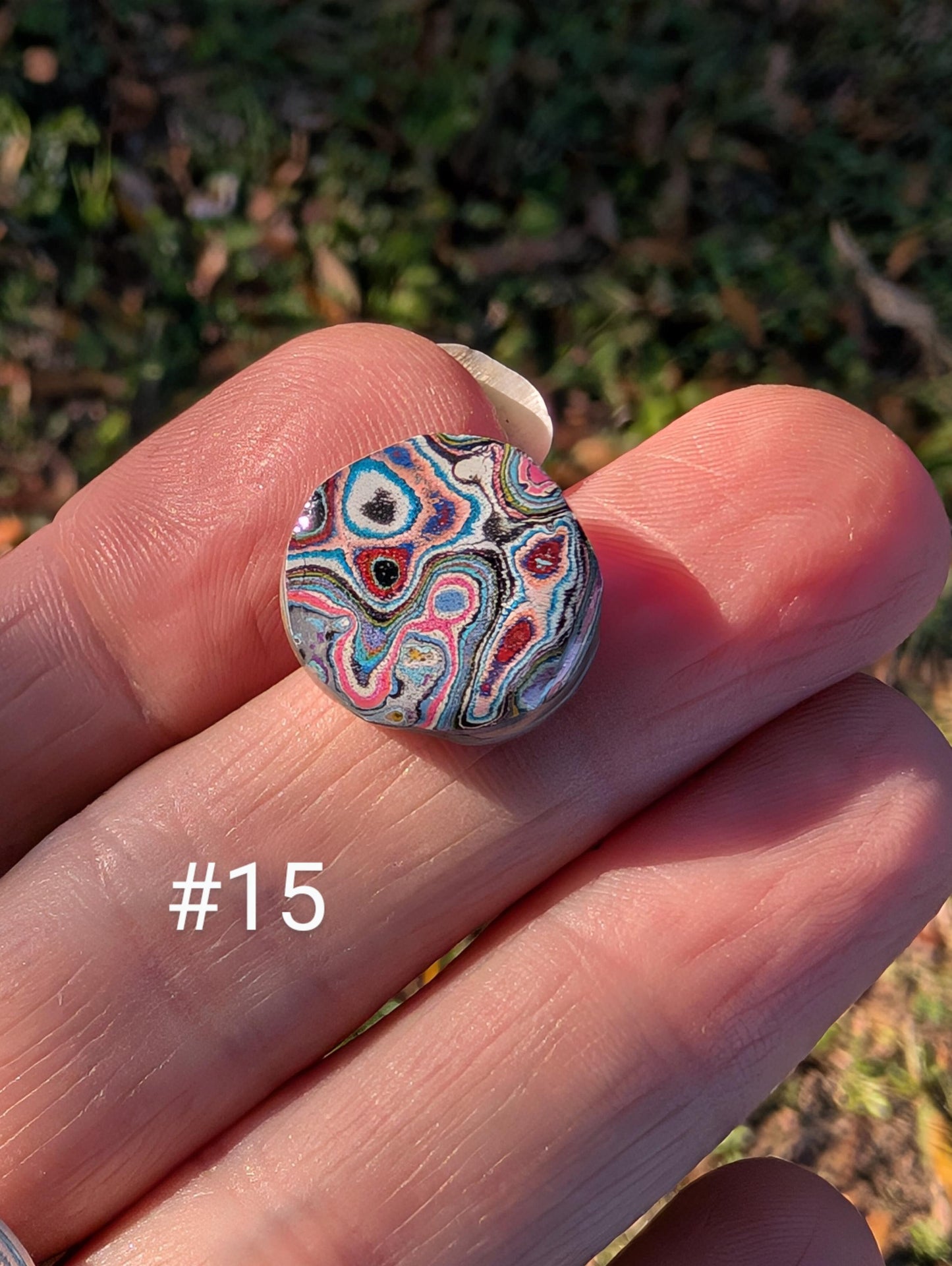 Graffiti Cabochon. multi color. Small. 1gram silver. .99 recycled . wearable art jewelry making #15