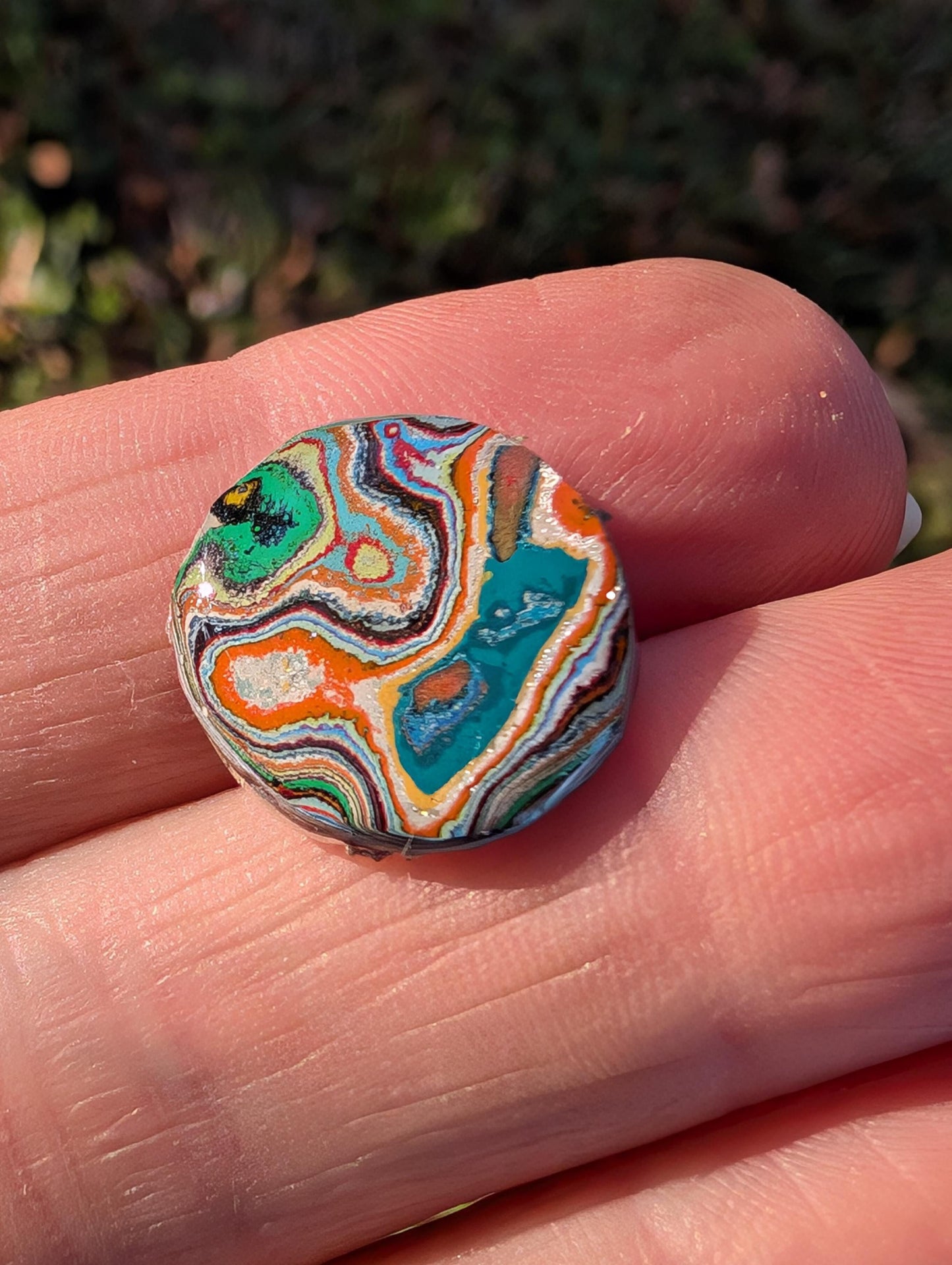 Graffiti Cabochon. multi color. Small. 1gram silver. .99 recycled . Blue orange wearable art jewelry making #16