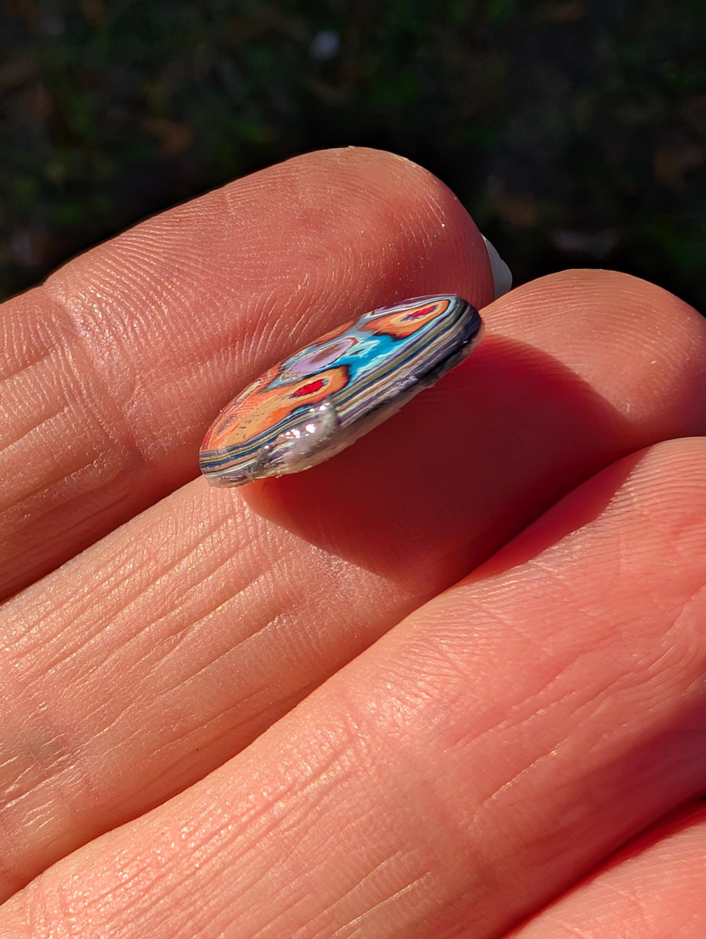 Graffiti Cabochon. multi color. Small. 1gram silver. .99 recycled .blue orange wearable art jewelry making #2