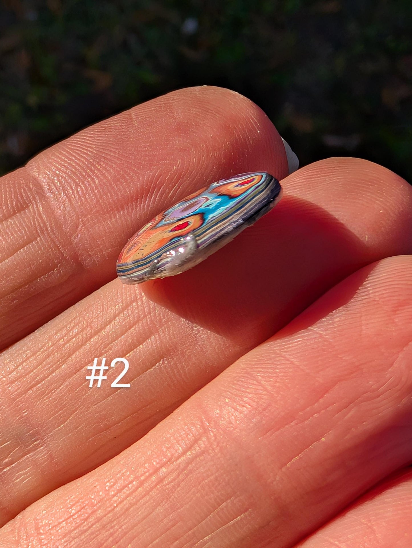 Graffiti Cabochon. multi color. Small. 1gram silver. .99 recycled .blue orange wearable art jewelry making #2