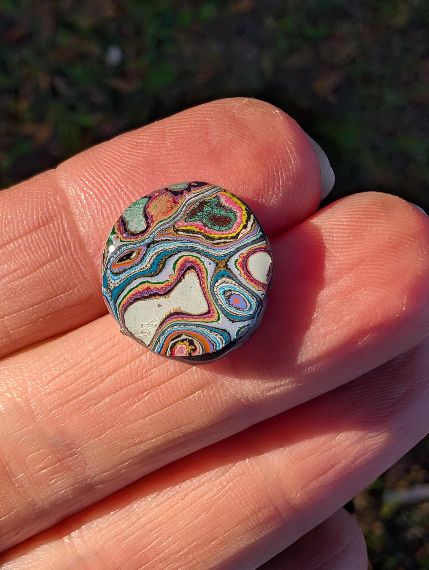 Graffiti Cabochon. multi color. Small. 1gram silver. .99 recycled . wearable art jewelry making #3