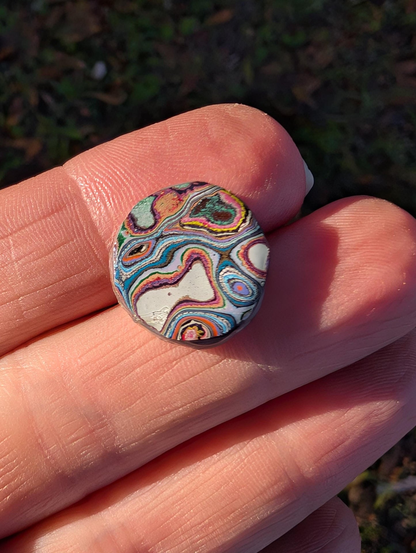 Graffiti Cabochon. multi color. Small. 1gram silver. .99 recycled . wearable art jewelry making #3