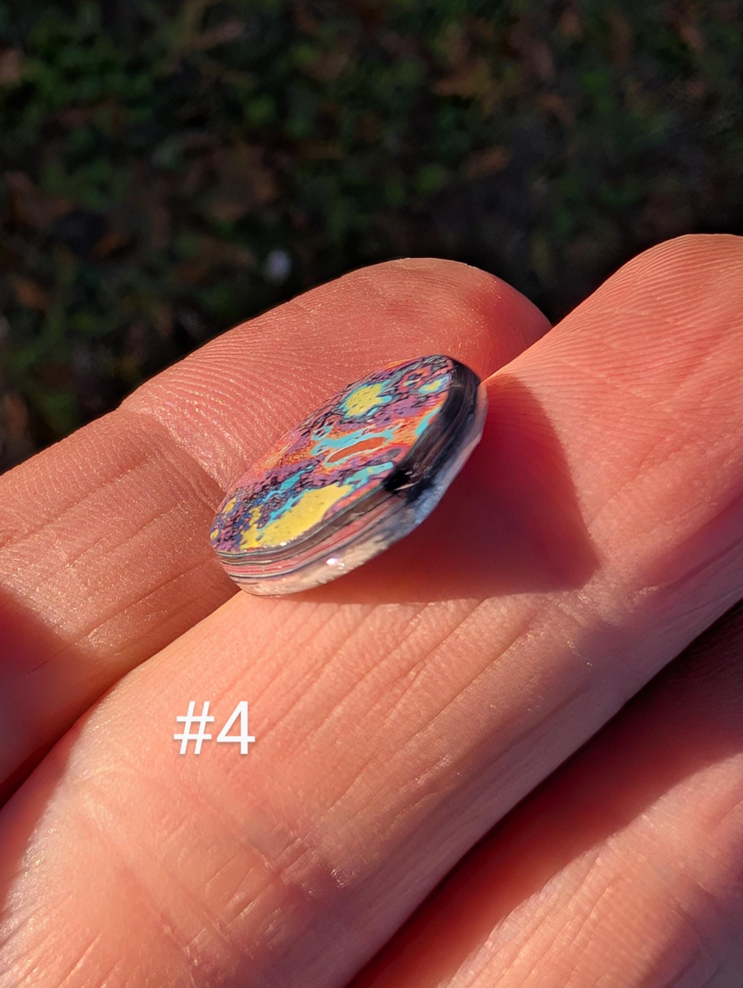 Graffiti Cabochon. multi color. Small. 1gram silver. .99 recycled .pink yellow wearable art jewelry making ##4