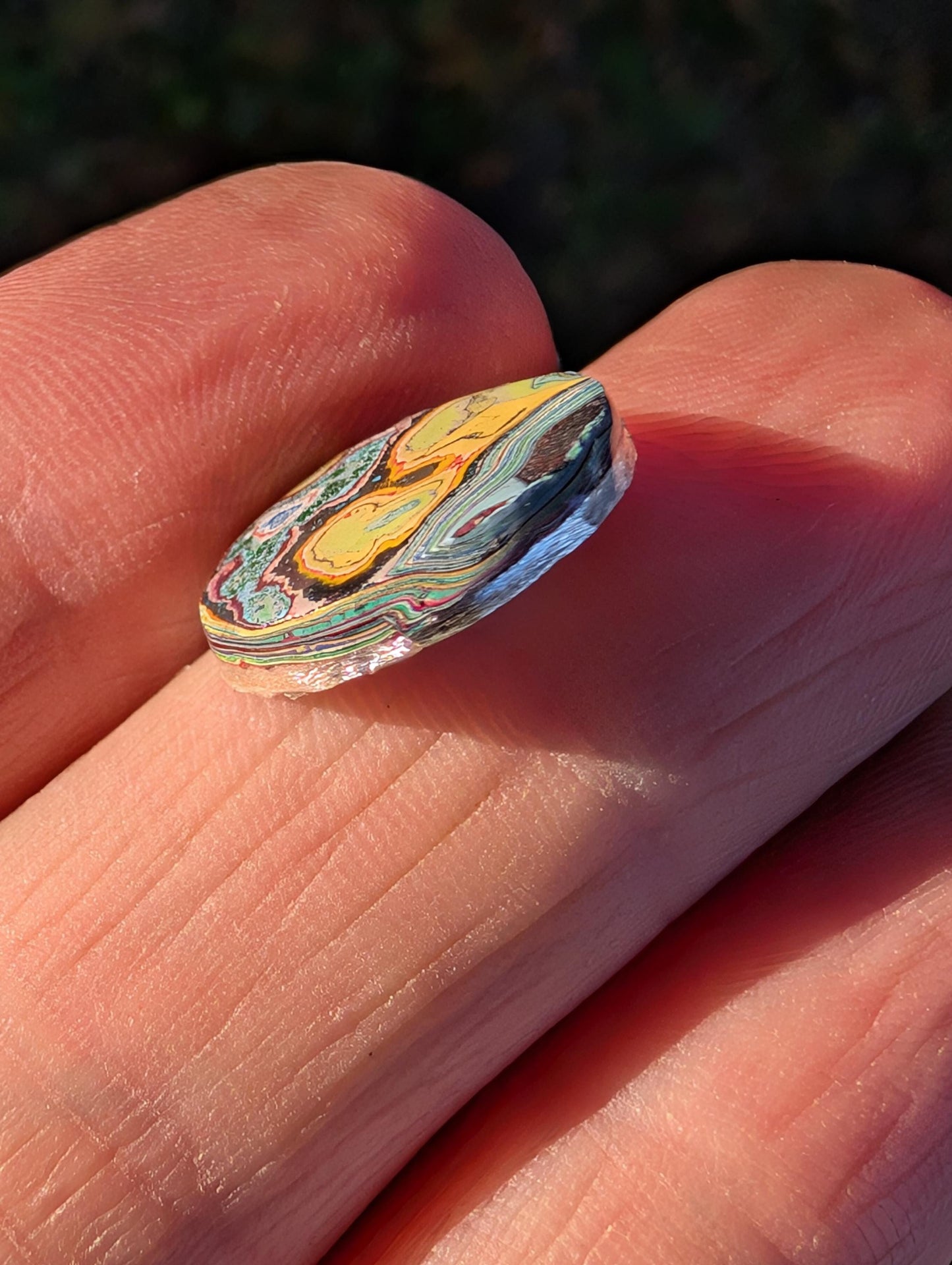 Graffiti Cabochon. multi color. Small. 1gram silver. .99 recycled .blue yellow wearable art jewelry making ##5