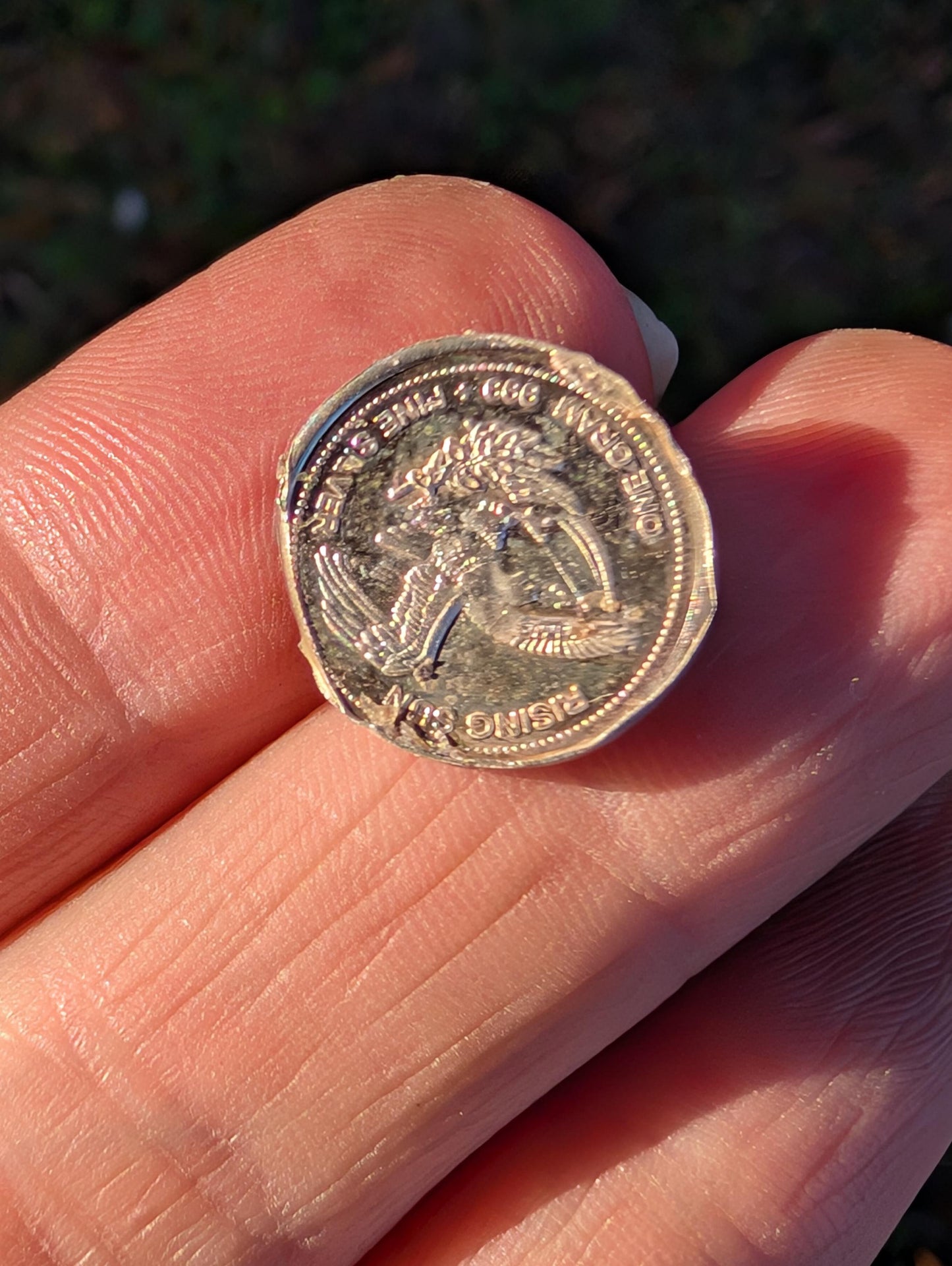Graffiti Cabochon. multi color. Small. 1gram silver. .99 recycled .blue yellow wearable art jewelry making ##5