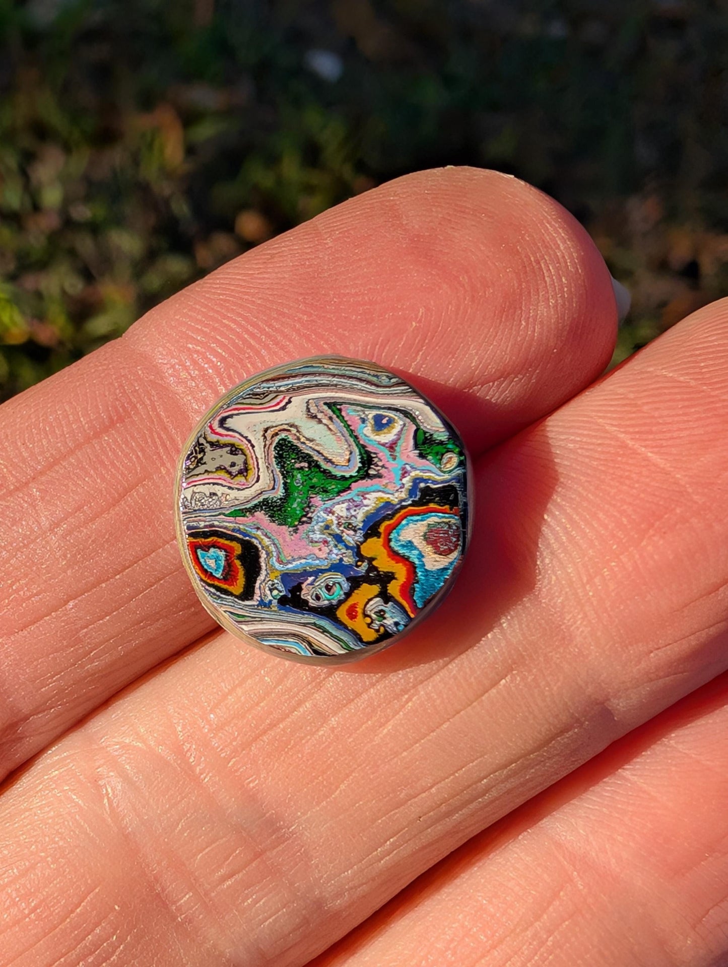 Graffiti Cabochon. multi color. Small. 1gram silver. .99 recycled . wearable art jewelry making #10