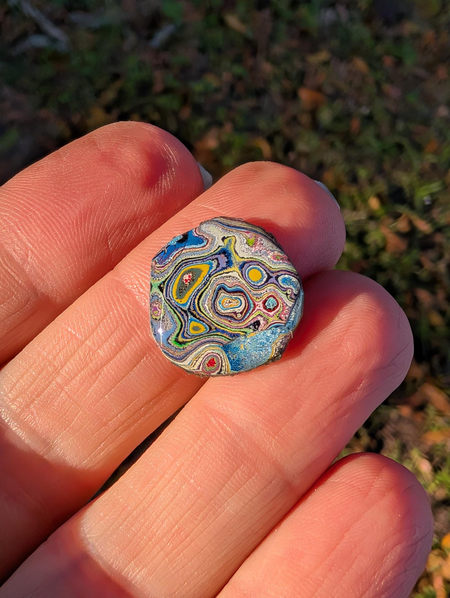 Graffiti Cabochon. multi color. Small. 1gram silver. .99 recycled . wearable art jewelry making #6