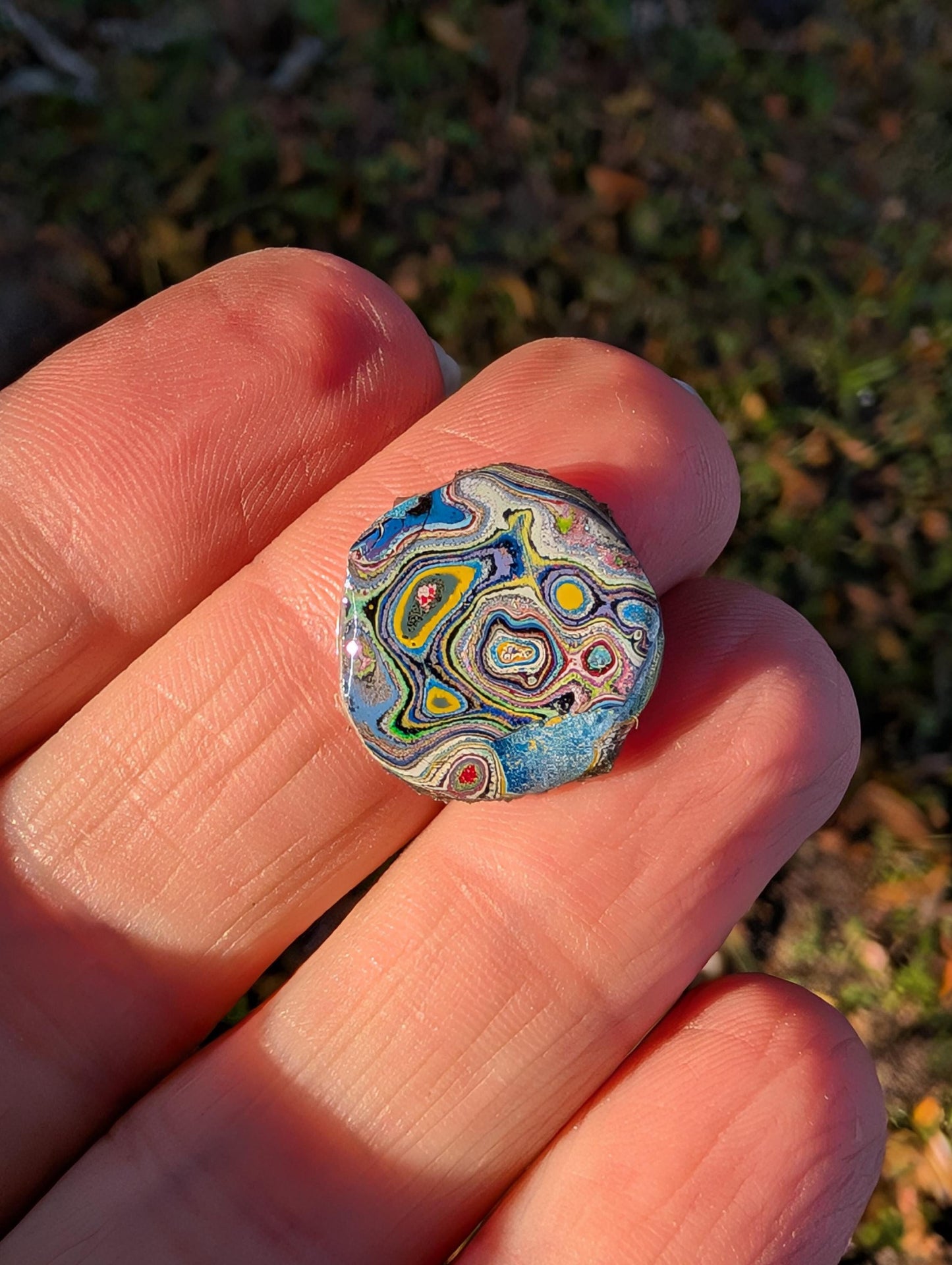 Graffiti Cabochon. multi color. Small. 1gram silver. .99 recycled . wearable art jewelry making #6
