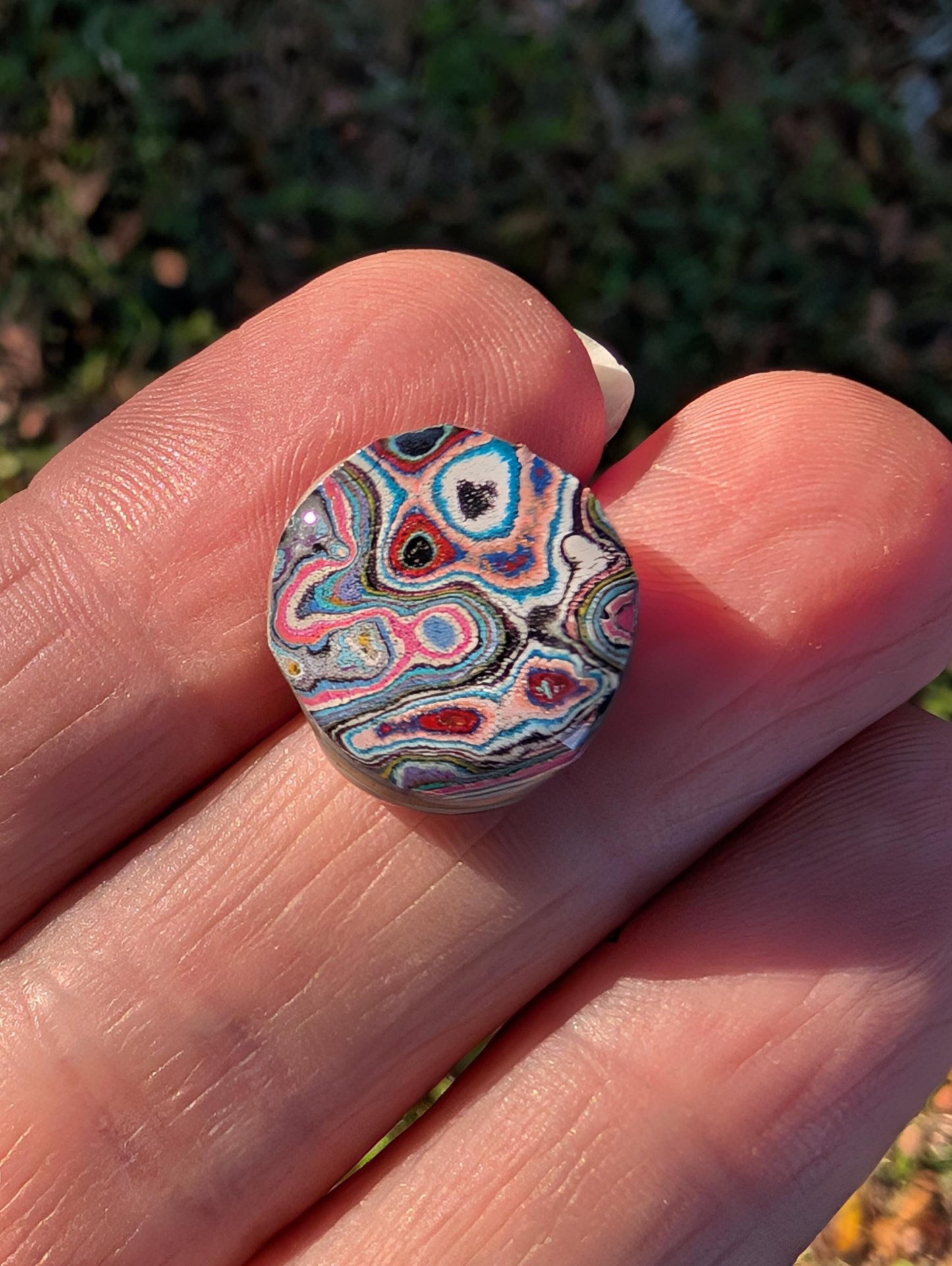 Graffiti Cabochon. multi color. Small. 1gram silver. .99 recycled . wearable art jewelry making #15