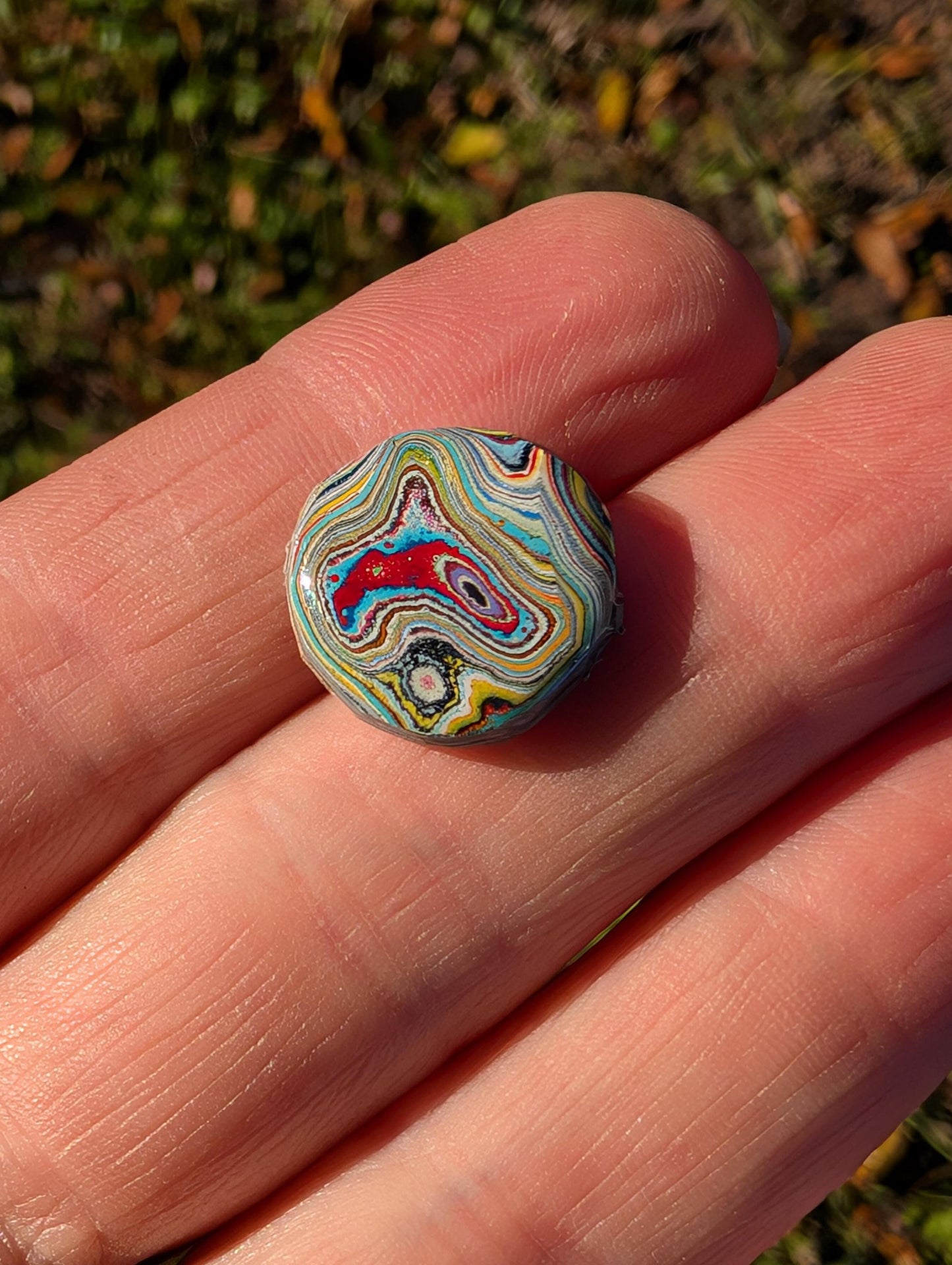 Graffiti Cabochon. multi color. Small. 1gram silver. .99 recycled . Pink yellow wearable art jewelry making #17