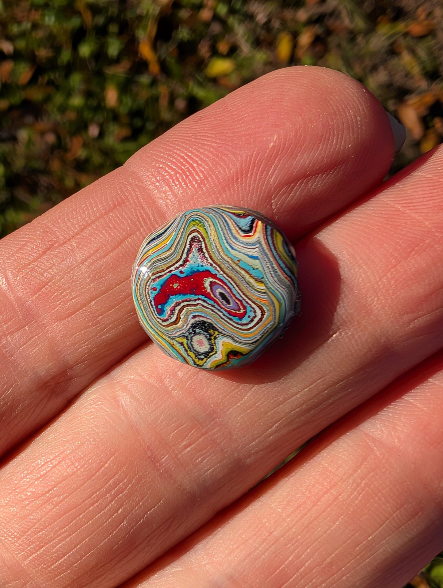 Graffiti Cabochon. multi color. Small. 1gram silver. .99 recycled . Pink yellow wearable art jewelry making #17