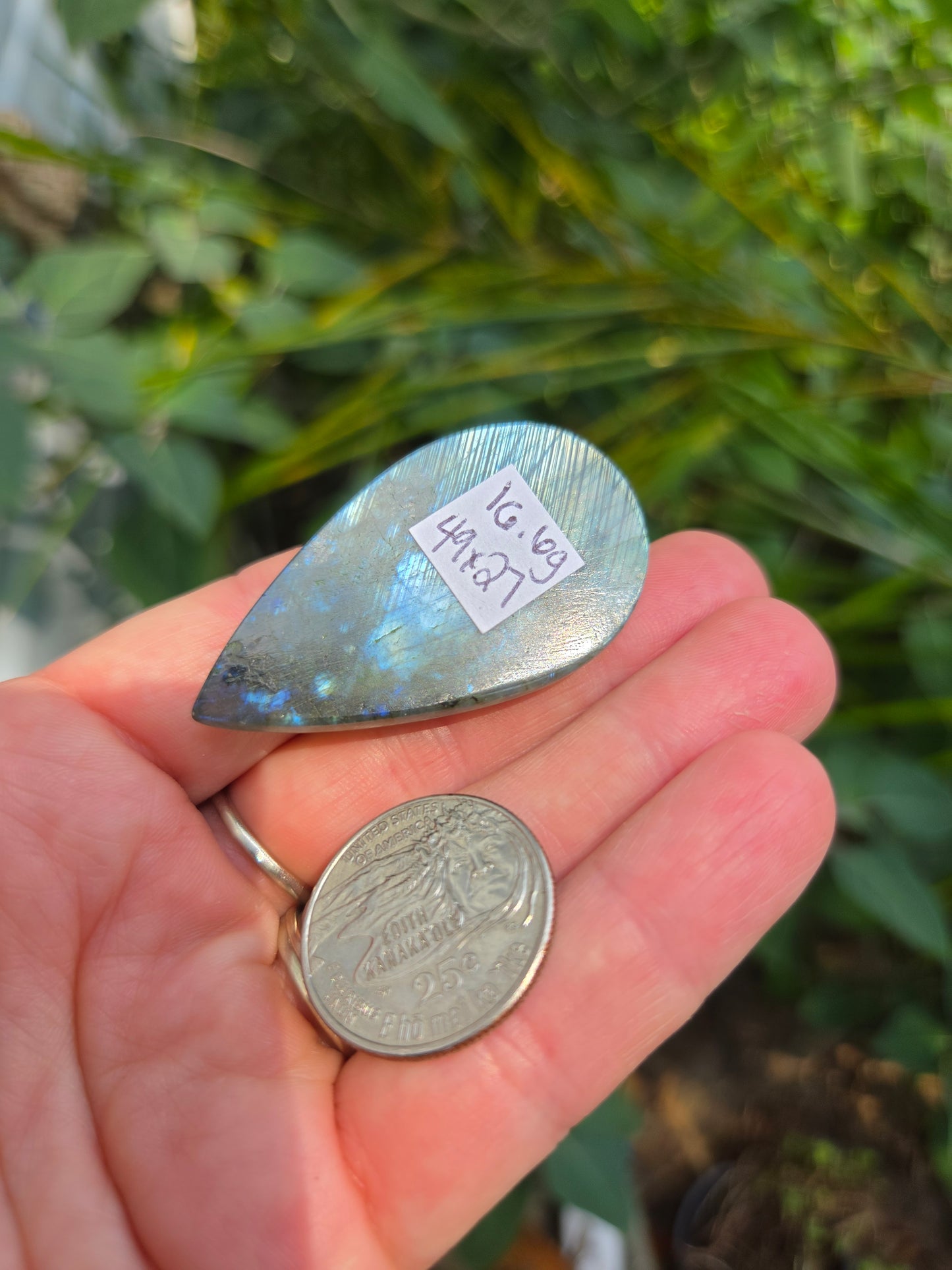 Labradorite Tear drop Cabochon 16.6g 49mm x 27mm