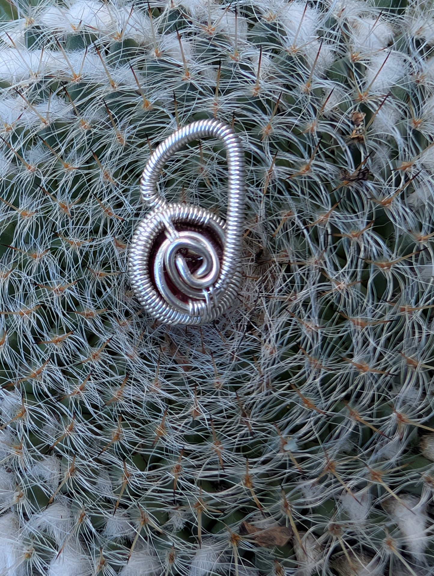 Sterling Silver Mini pendant. Handmade wire wrapped Garnet pendant. January birthstone