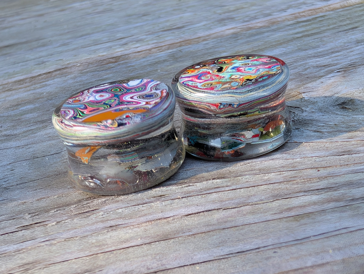 Unique Graffiti style Ear gauges / plugs. 18mm Resin. multicolor. street art. street style.