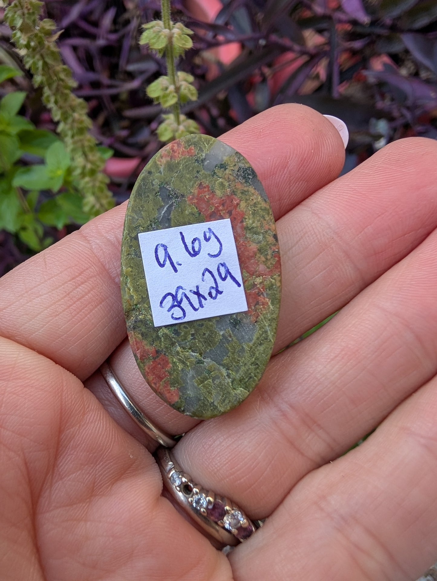 Unakite cabochon. Oval . Pink Green 39mm x 29mm