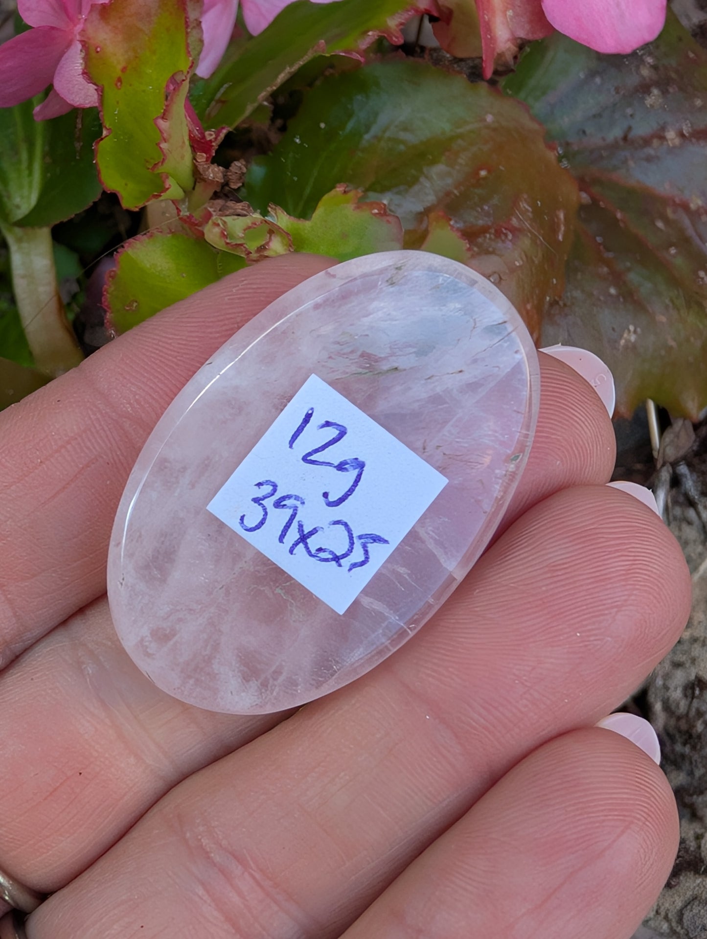 Rose quartz cabochon. Oval . Pink 39mm x 25mm