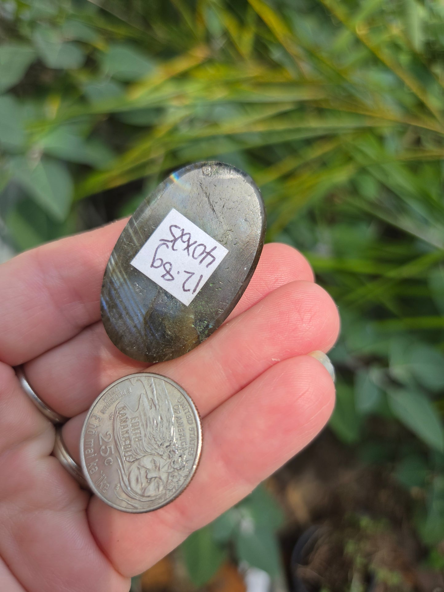 Labradorite Oval Cabochon 12.8g 40mm x 25mm Multi color flash