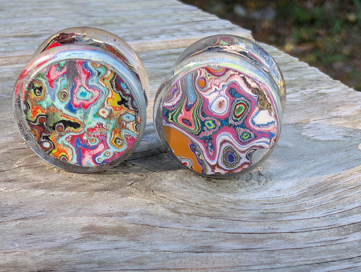 Unique Graffiti style Ear gauges / plugs. 18mm Resin. multicolor. street art. street style.