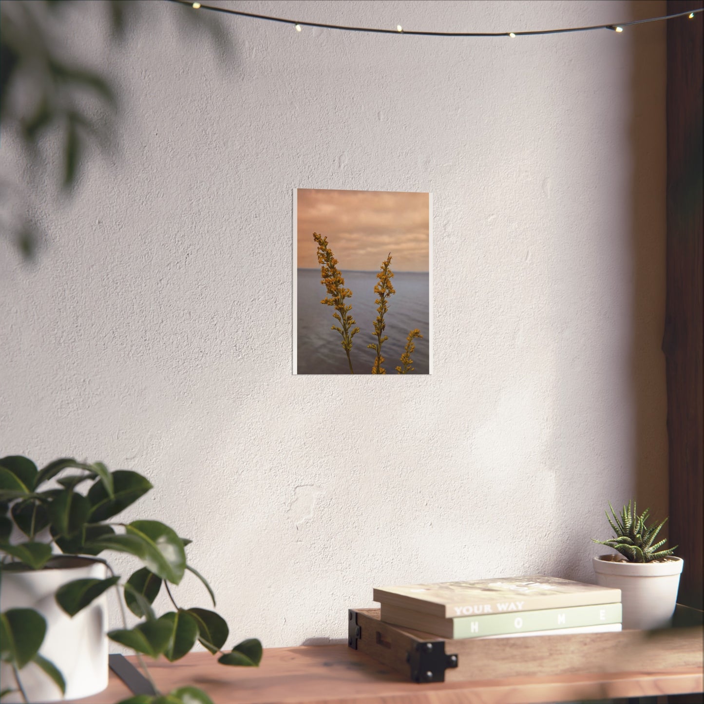Flowers over the sea print matte finish