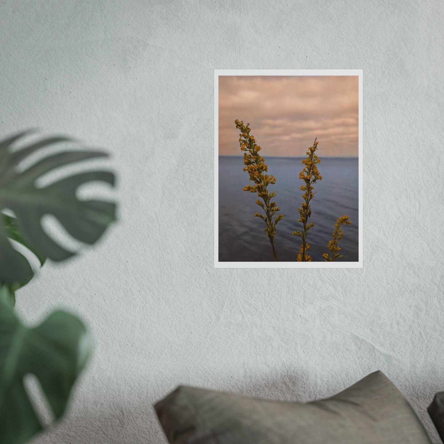 Flowers over the sea print matte finish