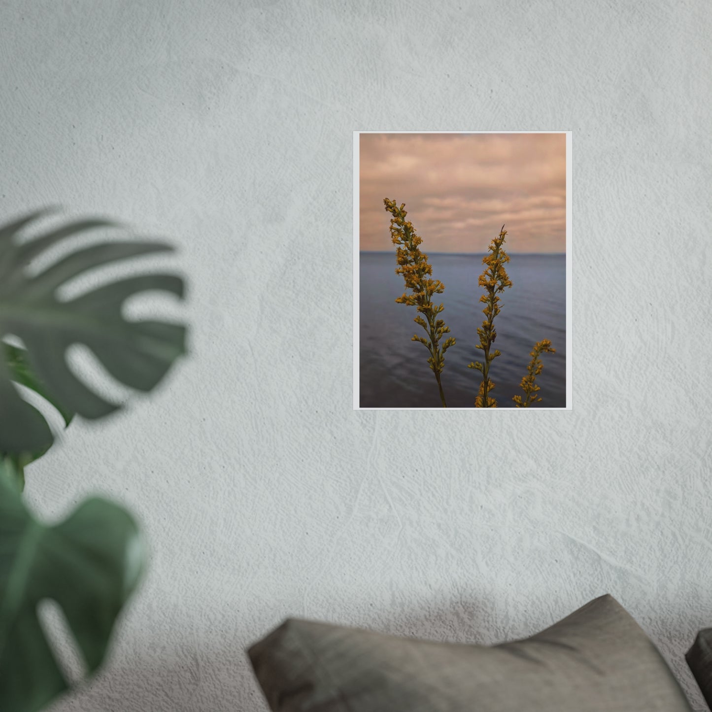 Flowers over the sea print matte finish