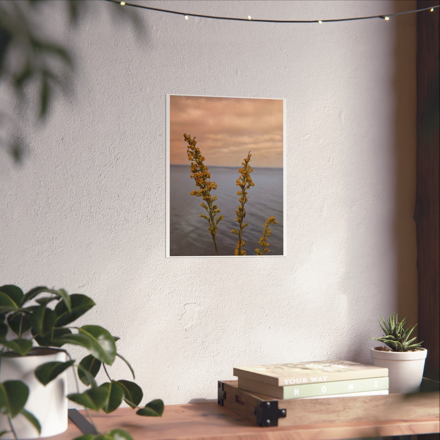 Flowers over the sea print matte finish