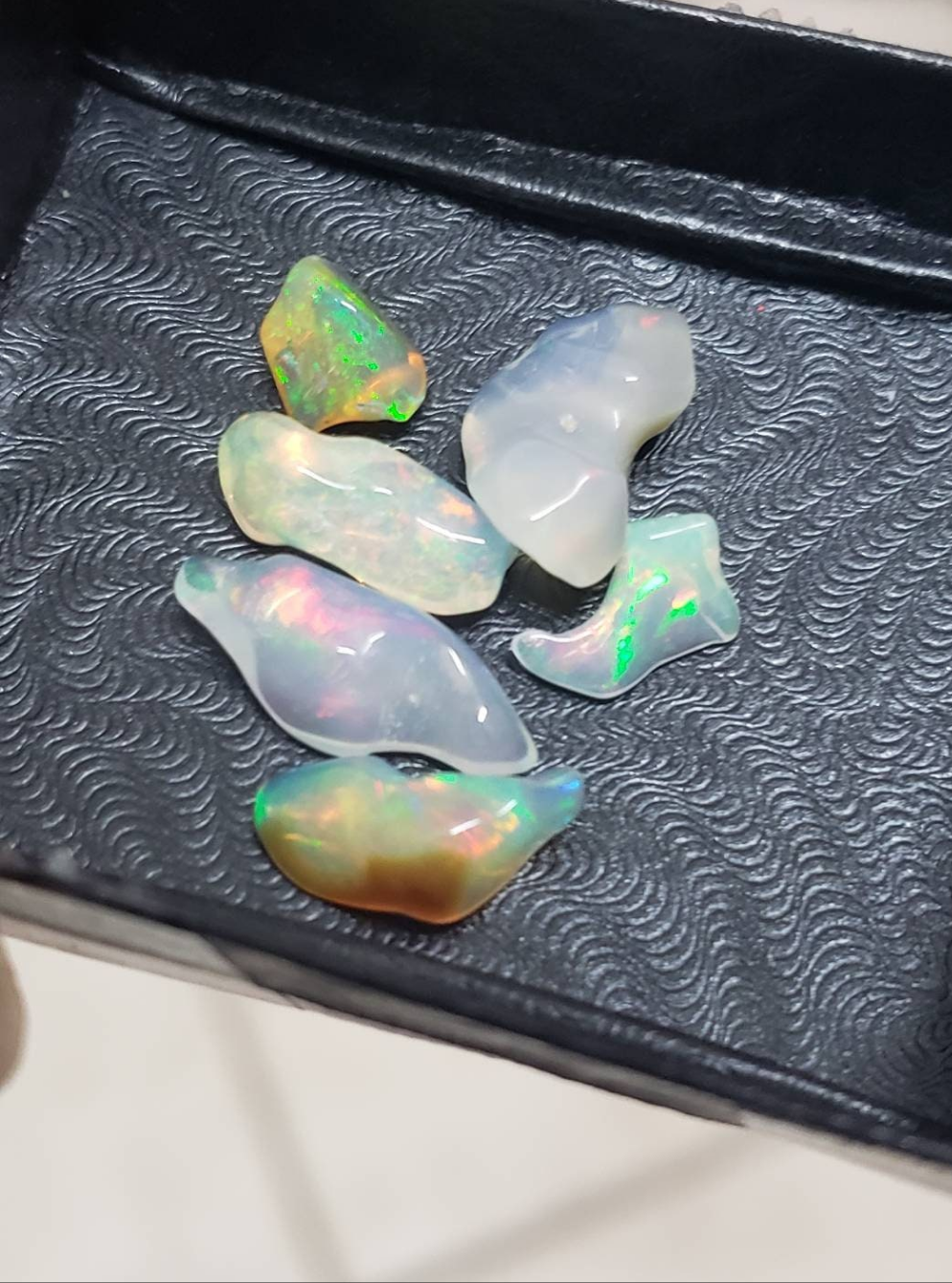 Lot of freeform Ethiopian Welo Opals. Tumbled chunks. 8 -16mm. 10 carats. Accents. Jewelry making supplies. Random grab lots.