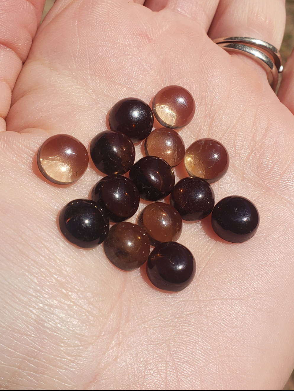 Smokey Quartz 9mm rounds. 1 piece Brown accents. Small Metaphysical. Jewlery making supplies. Gift ideas. random grab.